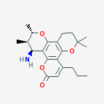 2H,6H,10H-BENZO[1,2-B:3,4-B':5,6-B']TRIPYRAN-2-ONE,12-AMINO-7,8,11,12-TETRAHYDRO-6,6,10,11-TETRAMETHYL-4-PROPYL-,[10S-(10A,11SS,12SS)]- molecular structure
