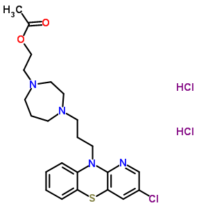 2-{4-[3-(3-chloro-10H-pyrido[3,2-b][1,4]benzothiazin-10-yl)propyl]-1,4-diazepan-1-yl}ethyl acetate dihydrochloride molecular structure