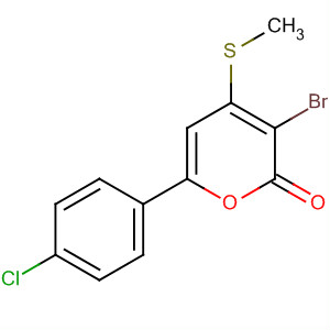2H-Pyran-2-one, 3-bromo-6-(4-chlorophenyl)-4-(methylthio)- molecular structure