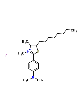2-[4-(dimethylamino)phenyl]-3,4-dimethyl-5-octyl-1,3-thiazol-3-ium iodide molecular structure