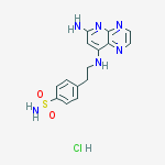 4-[2-[(6-aminopyrido[2,3-b]pyrazin-8-yl)amino]ethyl]benzenesulfonamide;hydrochloride molecular structure