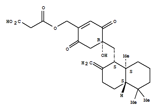 Propanedioic acid,1-[[(4R)-4-[[(1S,4aS,8aS)-decahydro-5,5,8a-trimethyl-2-methylene-1-naphthalenyl]methyl]-4-hydroxy-3,6-dioxo-1-cyclohexen-1-yl]methyl]ester molecular structure