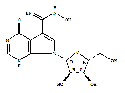1H-Pyrrolo[2,3-d]pyrimidine-5-carboximidamide,4,7-dihydro-N-hydroxy-4-oxo-7-b-D-ribofuranosyl- molecular structure