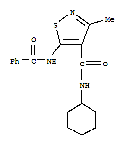 5-(benzoylamino)-N-cyclohexyl-3-methyl-1,2-thiazole-4-carboxamide molecular structure