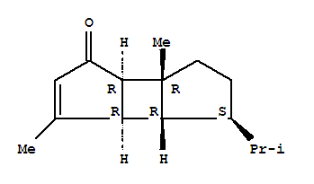 Cyclobuta[1,2:3,4]dicyclopenten-1(3aH)-one,3b,4,5,6,6a,6b-hexahydro-3,6a-dimethyl-4-(1-methylethyl)-, [3aR-(3aa,3bb,4b,6ab,6ba)]- molecular structure