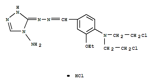 3-[(2E)-2-{4-[bis(2-chloroethyl)amino]-3-ethoxybenzylidene}hydrazinyl]-4H-1,2,4-triazol-4-amine molecular structure