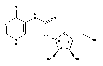 9-pentofuranosyl-8-thioxo-3,7,8,9-tetrahydro-6H-purin-6-one molecular structure