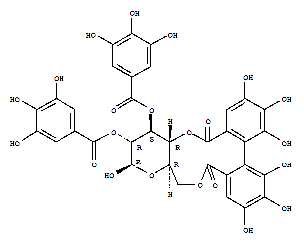 b-D-Glucopyranose, cyclic4,6-(4,4',5,5',6,6'-hexahydroxy[1,1'-biphenyl]-2,2'-dicarboxylate)2,3-bis(3,4,5-trihydroxybenzoate) (9CI) molecular structure