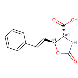 4-Oxazolidinecarboxylic acid, 2-oxo-5-[(1E)-2-phenylethenyl]-,(4R,5S)-rel- molecular structure