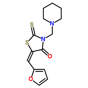(5E)-5-(furan-2-ylmethylidene)-3-(piperidin-1-ylmethyl)-2-thioxo-1,3-thiazolidin-4-one molecular structure