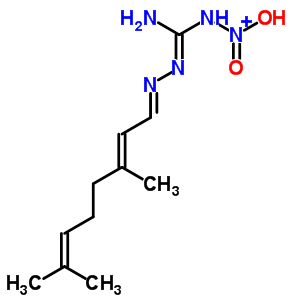 1-[(3,7-dimethyl-2,6-octadienylidene)amino]-3-nitroguanidine molecular structure