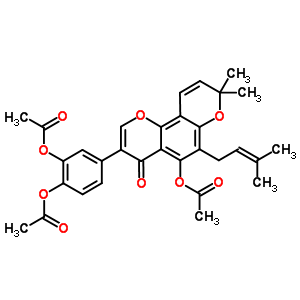 4-[5-(acetyloxy)-8,8-dimethyl-6-(3-methylbut-2-en-1-yl)-4-oxo-4H,8H-pyrano[2,3-f]chromen-3-yl]benzene-1,2-diyl diacetate molecular structure