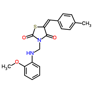 (5E)-3-{[(2-methoxyphenyl)amino]methyl}-5-(4-methylbenzylidene)-1,3-thiazolidine-2,4-dione molecular structure