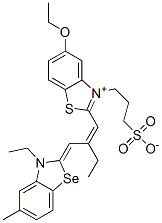 5-ethoxy-2-[2-[(3-ethyl-5-methyl-3H-benzoselenazol-2-ylidene)methyl]but-1-enyl]-3-(3-sulphonatopropyl)benzothiazolium molecular structure