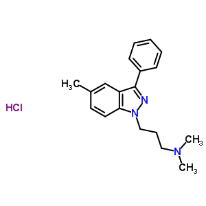 N,N-dimethyl-3-(5-methyl-3-phenyl-1H-indazol-1-yl)propan-1-amine hydrochloride molecular structure