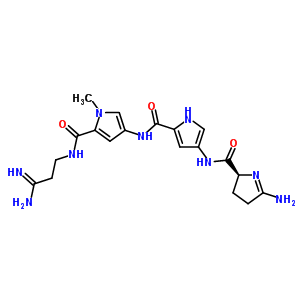 4-({[4-({[(2S)-5-amino-3,4-dihydro-2H-pyrrol-2-yl]carbonyl}amino)-1H-pyrrol-2-yl]carbonyl}amino)-N-[(3Z)-3-amino-3-iminopropyl]-1-methyl-1H-pyrrole-2-carboxamide molecular structure