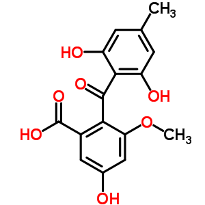 2-(2,6-dihydroxy-4-methylbenzoyl)-5-hydroxy-3-methoxybenzoic acid molecular structure