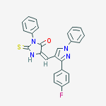 (5e)-5-[[3-(4-fluorophenyl)-1-phenylpyrazol-4-yl]methylidene]-3-phenyl-2-sulfanylideneimidazolidin-4-one