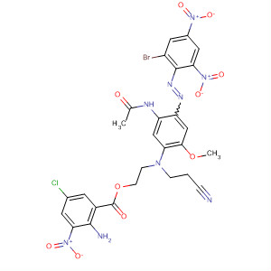 Benzoic acid, 2-amino-5-chloro-3-nitro-,2-[[5-(acetylamino)-4-[(2-bromo-4,6-dinitrophenyl)azo]-2-methoxyphenyl](2-cyanoethyl)amino]ethyl ester