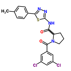 1-[(3,5-dichlorophenyl)carbonyl]-N-[5-(4-methylphenyl)-1,3,4-thiadiazol-2-yl]prolinamide molecular structure