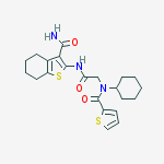 2-[[[CYCLOHEXYL(2-THIENYLCARBONYL)AMINO]ACETYL]AMINO]-4,5,6,7-TETRAHYDRO-BENZO[B]THIOPHENE-3-CARBOXAMIDE molecular structure