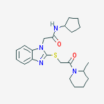 1H-BENZO[D]IMIDAZOLE-1-ACETAMIDE,N-CYCLOPENTYL-2-[[2-(2-METHYL-PIPERIDIN-1-YL)-2-OXOETHYL]THIO]- molecular structure