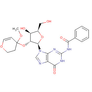 Guanosine, N-benzoyl-2'-O-(tetrahydro-4-methoxy-2H-pyran-4-yl)- molecular structure