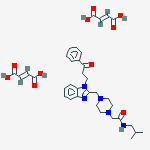 N-(2-methylpropyl)-2-(4-{[1-(3-oxo-3-phenylpropyl)-1H-benzimidazol-2-yl]methyl}piperazin-1-yl)acetamide di[(2E)-but-2-enedioate] molecular structure