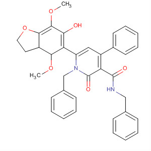 3-Pyridinecarboxamide,1,2,3,4-tetrahydro-6-(6-hydroxy-4,7-dimethoxy-5-benzofuranyl)-2-oxo-4-phenyl-N,1-bis(phenylmethyl)- molecular structure