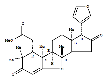 B,24-Dinor-6-oxachola-4,14,20,22-tetraene-1-aceticacid, 21,23-epoxy-2,2,8-trimethyl-3,16-dioxo-, methyl ester, (1a,10a,13a,17a)- molecular structure