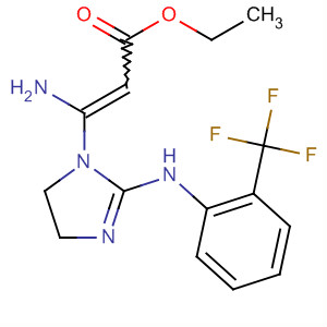 2-Propenoic acid,3-amino-3-[4,5-dihydro-2-[[2-(trifluoromethyl)phenyl]amino]-1H-imidazol-1-yl]-, ethyl ester molecular structure