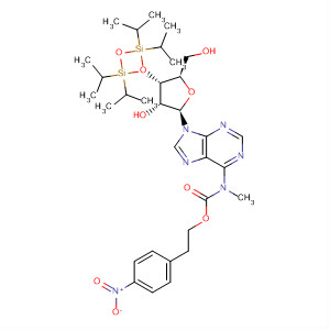 Adenosine,N-methyl-N-[[2-(4-nitrophenyl)ethoxy]carbonyl]-3',5'-O-[1,1,3,3-tetrakis(1-methylethyl)-1,3-disiloxanediyl]- molecular structure