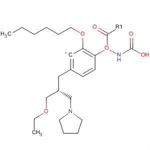 Carbamic acid, [2-(hexyloxy)phenyl]-,(2R)-2-(ethoxymethyl)-3-(1-pyrrolidinyl)propyl ester molecular structure