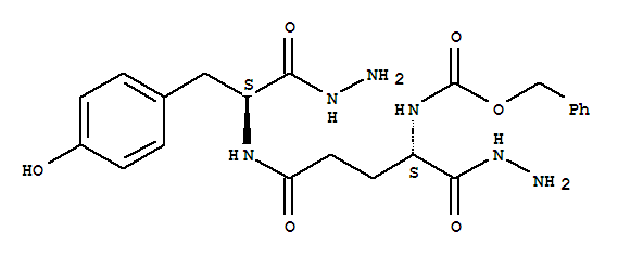 benzyl (1-hydrazinyl-5-{[1-hydrazinyl-3-(4-hydroxyphenyl)-1-oxopropan-2-yl]amino}-1,5-dioxopentan-2-yl)carbamate  molecular structure