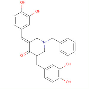 4-Piperidinone,3,5-bis[(3,4-dihydroxyphenyl)methylene]-1-(phenylmethyl)-, (3E,5E)- molecular structure
