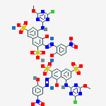 tetrasodium hydrogen bis[5-[(4-chloro-6-methoxy-1,3,5-triazin-2-yl)amino]-4-hydroxy-3-[(2-hydroxy-5-nitrophenyl)azo]naphthalene-2,7-disulphonato(4-)]chromate(5-) molecular structure