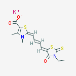 potassium (2E)-2-[(2E,4Z)-4-(3-ethyl-4-oxo-2-thioxo-1,3-thiazolidin-5-ylidene)but-2-en-1-ylidene]-3,4-dimethyl-2,3-dihydro-1,3-thiazole-5-carboxylate molecular structure