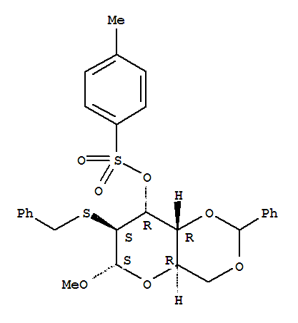 methyl 2-S-benzyl-4,6-O-benzylidene-3-O-[(4-methylphenyl)sulfonyl]-2-thiohexopyranoside
