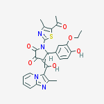 1-(5-acetyl-4-methyl-1,3-thiazol-2-yl)-5-(3-ethoxy-4-hydroxyphenyl)-4-[hydroxy-(2-methylimidazo[1,2-a]pyridin-3-yl)methylidene]pyrrolidine-2,3-dione molecular structure