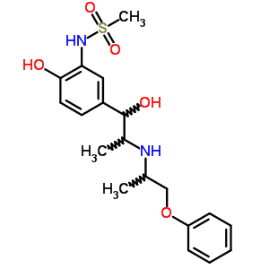 N-(2-hydroxy-5-{1-hydroxy-2-[(1-phenoxypropan-2-yl)amino]propyl}phenyl)methanesulfonamide molecular structure