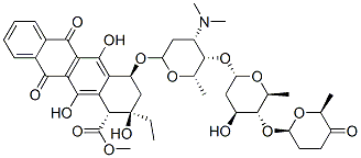 methyl (1R,2R,4S)-4-[(2S,4S,5S,6S)-4-dimethylamino-5-[(2S,4S,5R,6S)-4- hydroxy-6-methyl-5-[(2S,6S)-6-methyl-5-oxo-oxan-2-yl]oxy-oxan-2-yl]oxy -6-methyl-oxan-2-yl]oxy-2-ethyl-2,5,12-trihydroxy-6,11-dioxo-3,4-dihyd ro-1H-tetracene-1-carboxylate molecular structure
