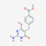 4-[(2-amino-4-hydroxy-6-oxo-1,6-dihydropyrimidin-5-yl)methyl]benzoic acid molecular structure