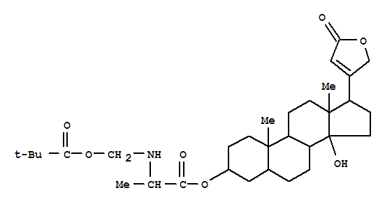 (14xi)-3-[(N-{[(2,2-dimethylpropanoyl)oxy]methyl}-D-alanyl)oxy]-14-hydroxycard-20(22)-enolide molecular structure