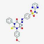 4-{(E)-[1-(4-methoxyphenyl)-4,6-dioxo-3-phenyl-2-thioxohexahydropyrimidin-5-yl]diazenyl}-N-(pyrimidin-2-yl)benzenesulfonamide molecular structure
