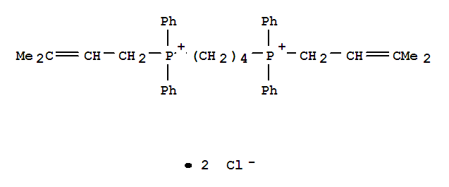 butane-1,4-diylbis[(3-methylbut-2-en-1-yl)(diphenyl)phosphonium] molecular structure