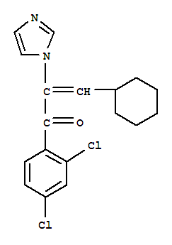 2-Propen-1-one,  3-cyclohexyl-1-(2,4-dichlorophenyl)-2-(1H-imidazol-1-yl)- molecular structure