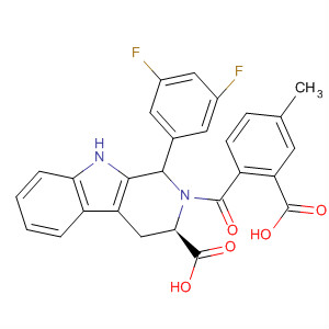 1H-Pyrido[3,4-b]indole-3-carboxylic acid,2-(2-carboxy-4-methylbenzoyl)-1-(3,5-difluorophenyl)-2,3,4,9-tetrahydro-, (3R)- molecular structure