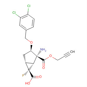 Bicyclo[3.1.0]hexane-2,6-dicarboxylic acid,2-amino-3-[(3,4-dichlorophenyl)methoxy]-6-fluoro-, 6-(2-propynyl) ester,(1R,2R,3R,5R,6R)- molecular structure