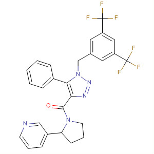 Pyrrolidine,1-[[1-[[3,5-bis(trifluoromethyl)phenyl]methyl]-5-phenyl-1H-1,2,3-triazol-4-yl]carbonyl]-2-(3-pyridinyl)- molecular structure