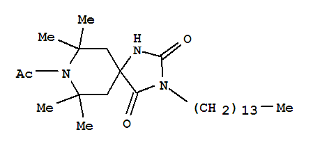 8-acetyl-3-tetradecyl-7,7,9,9-tetramethyl-1,3,8-triazaspiro[4.5]decane-2,4-dione molecular structure